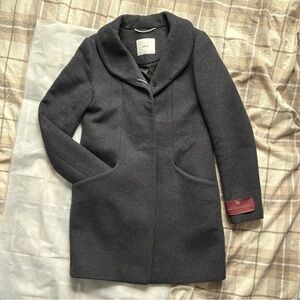 Wilfred Charcoal Shawl Collar Wool-Blend Pea Coat